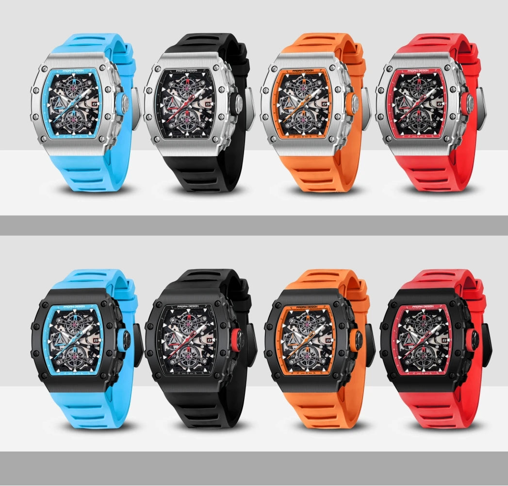 PAGANI DESIGN 40MM Barrel Hollow Men's Quartz Watch