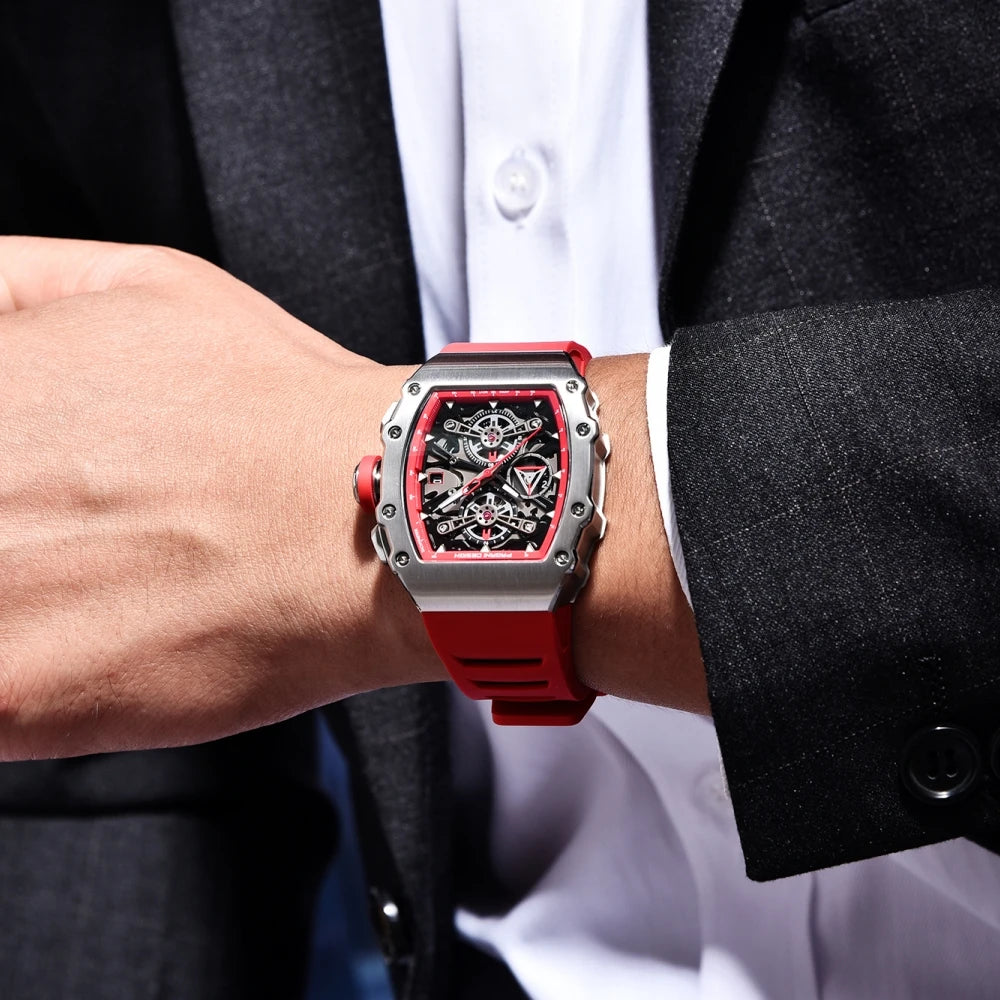 PAGANI DESIGN 40MM Barrel Hollow Men's Quartz Watch