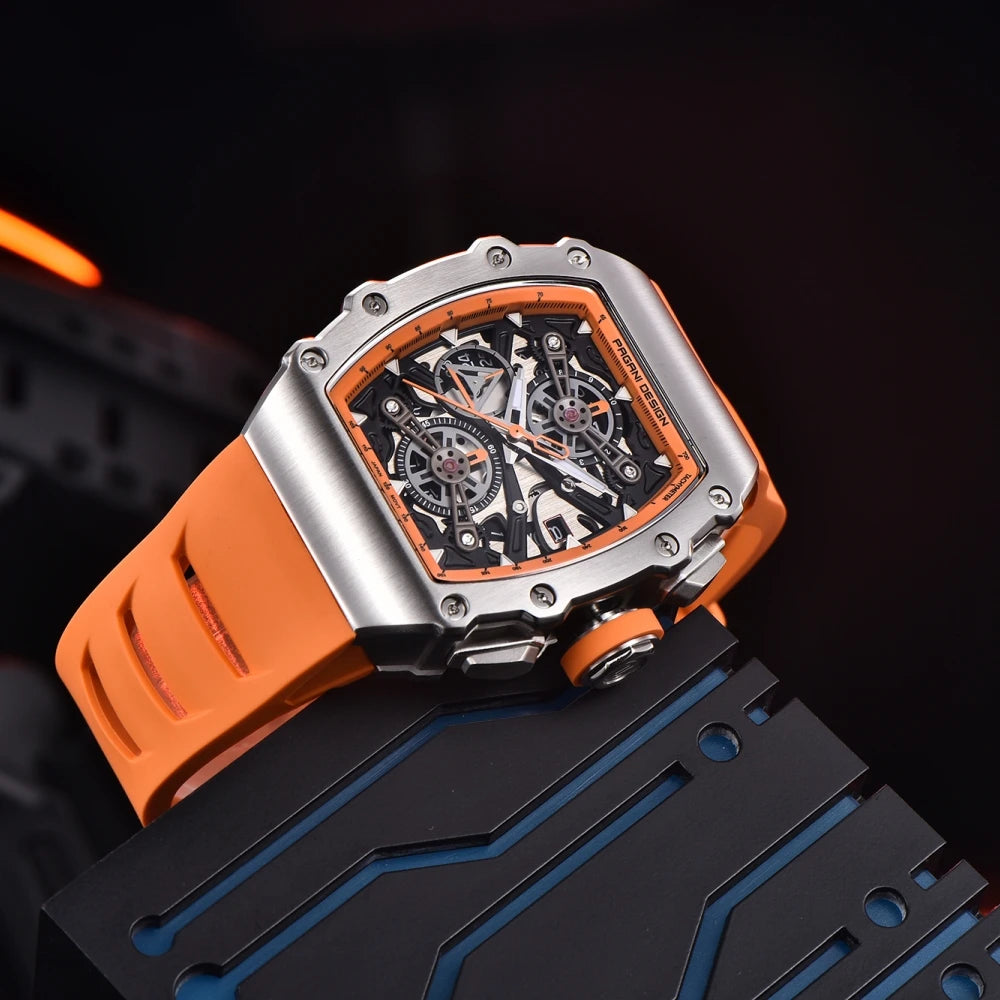 PAGANI DESIGN 40MM Barrel Hollow Men's Quartz Watch