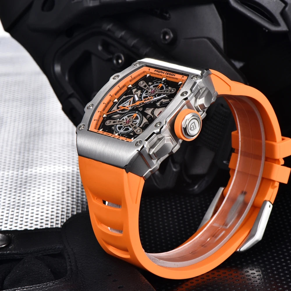 PAGANI DESIGN 40MM Barrel Hollow Men's Quartz Watch