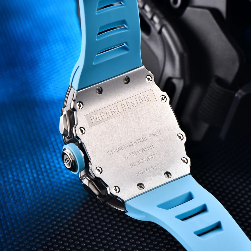 PAGANI DESIGN 40MM Barrel Hollow Men's Quartz Watch