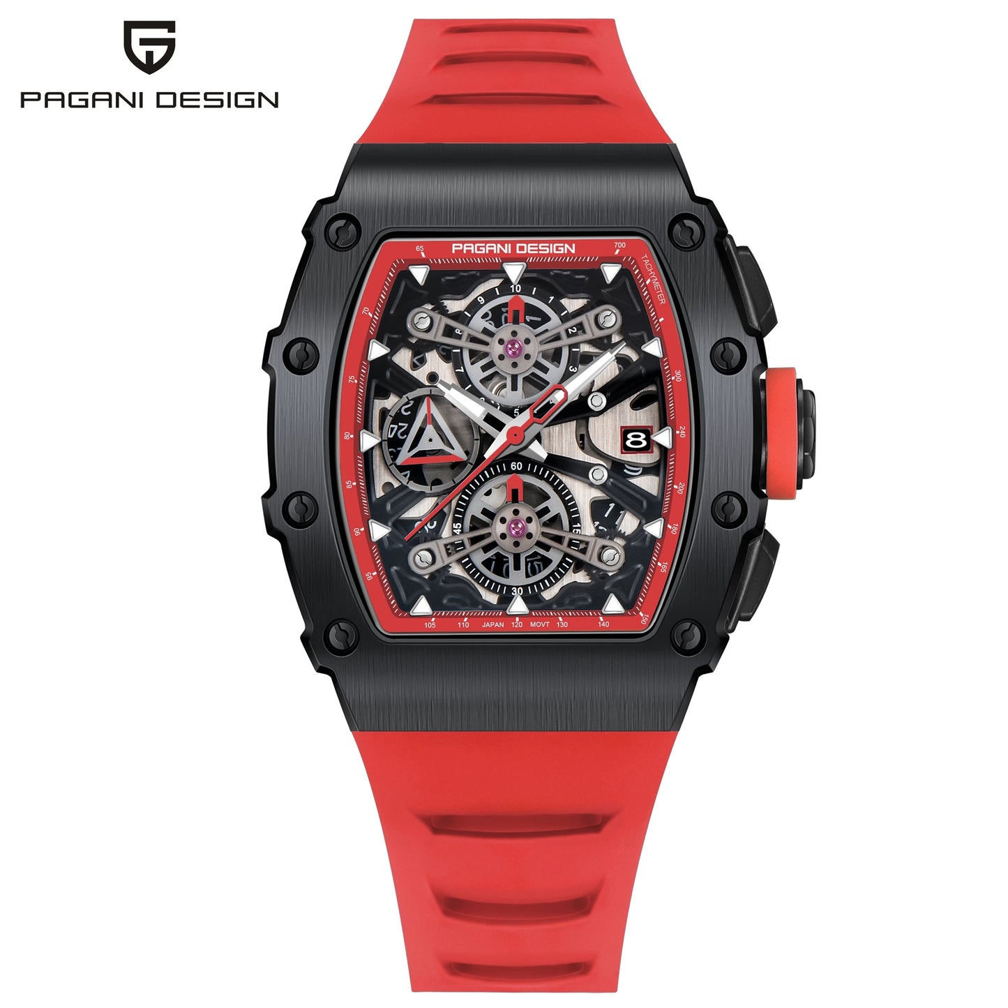 PAGANI DESIGN 40MM Barrel Hollow Men's Quartz Watch