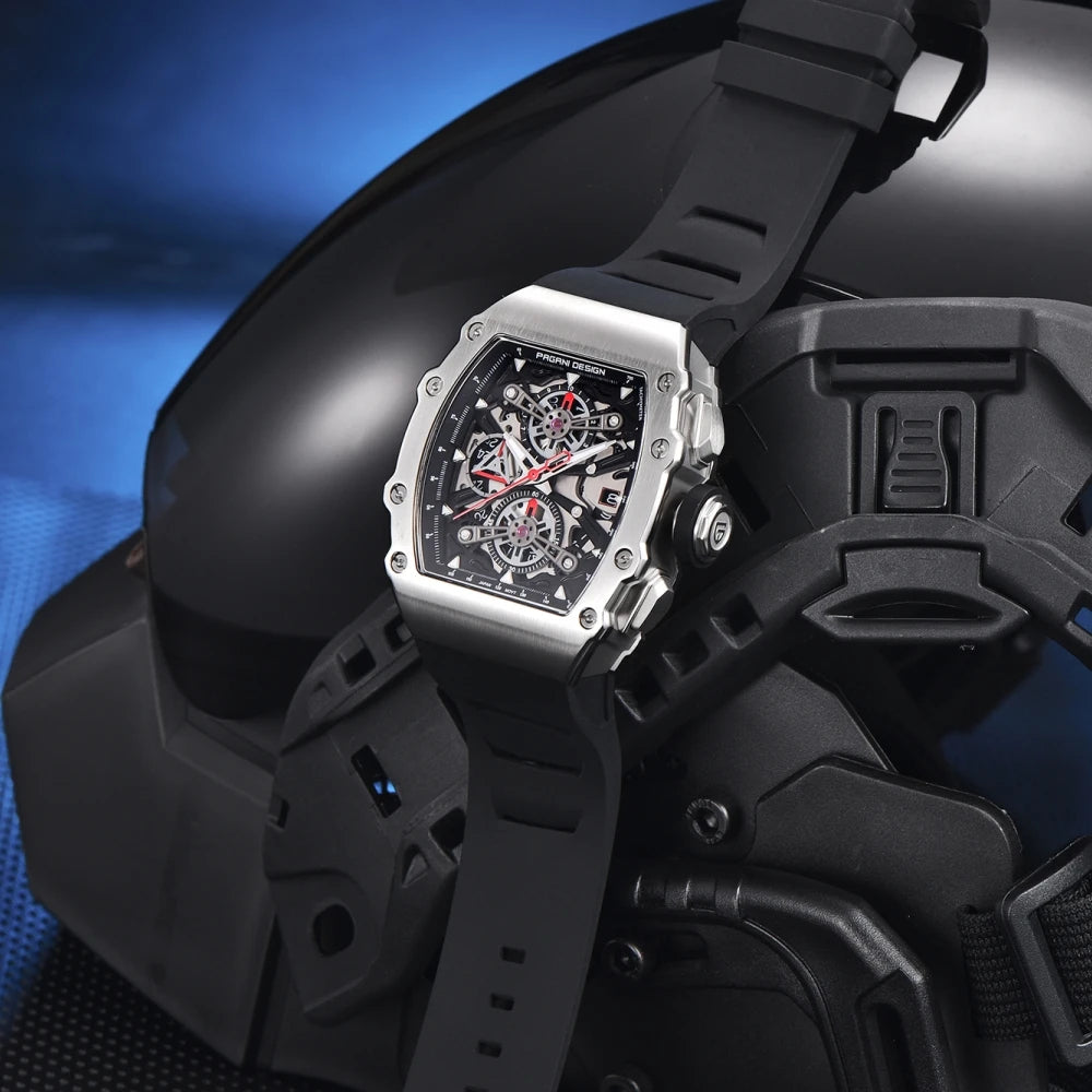 PAGANI DESIGN 40MM Barrel Hollow Men's Quartz Watch