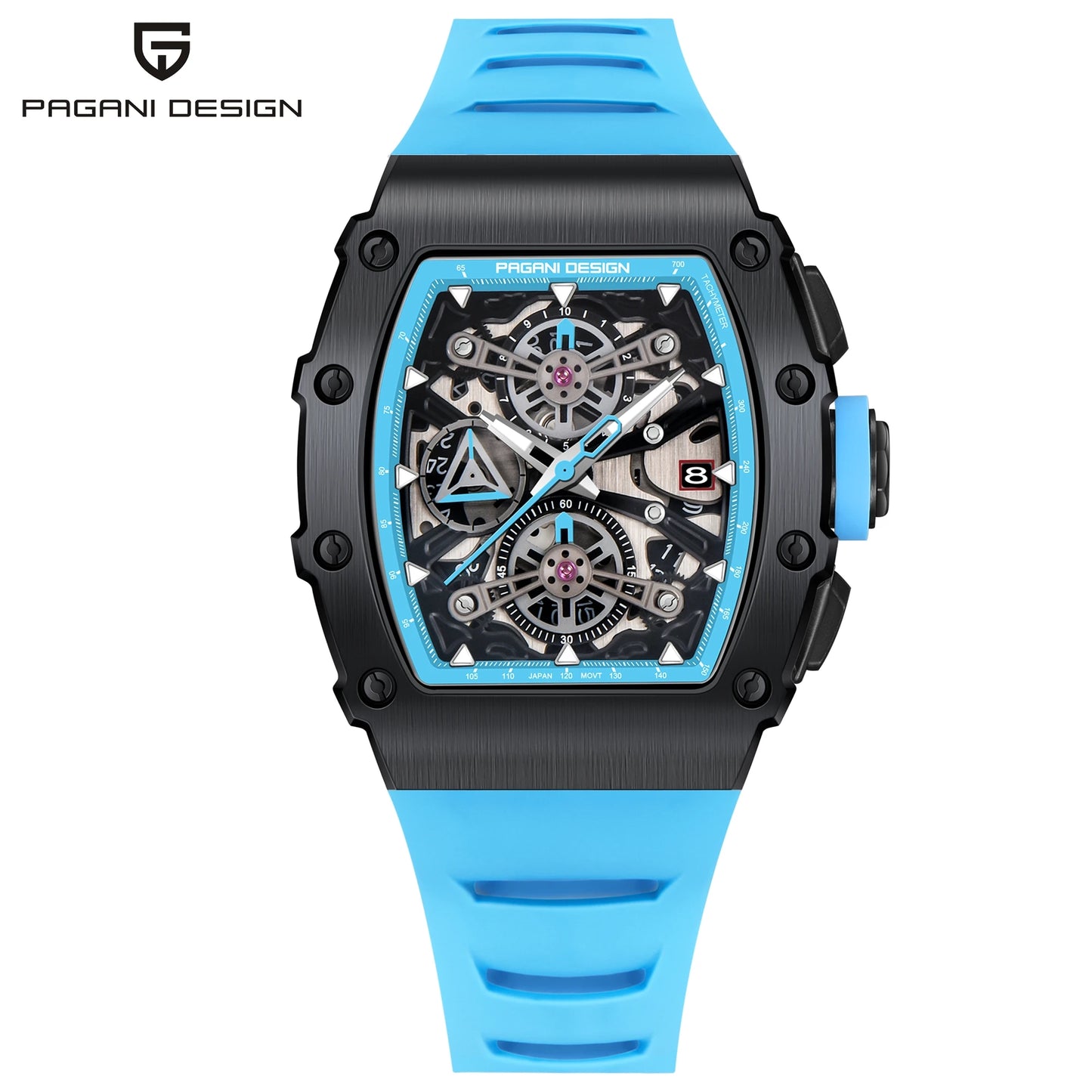 PAGANI DESIGN 40MM Barrel Hollow Men's Quartz Watch