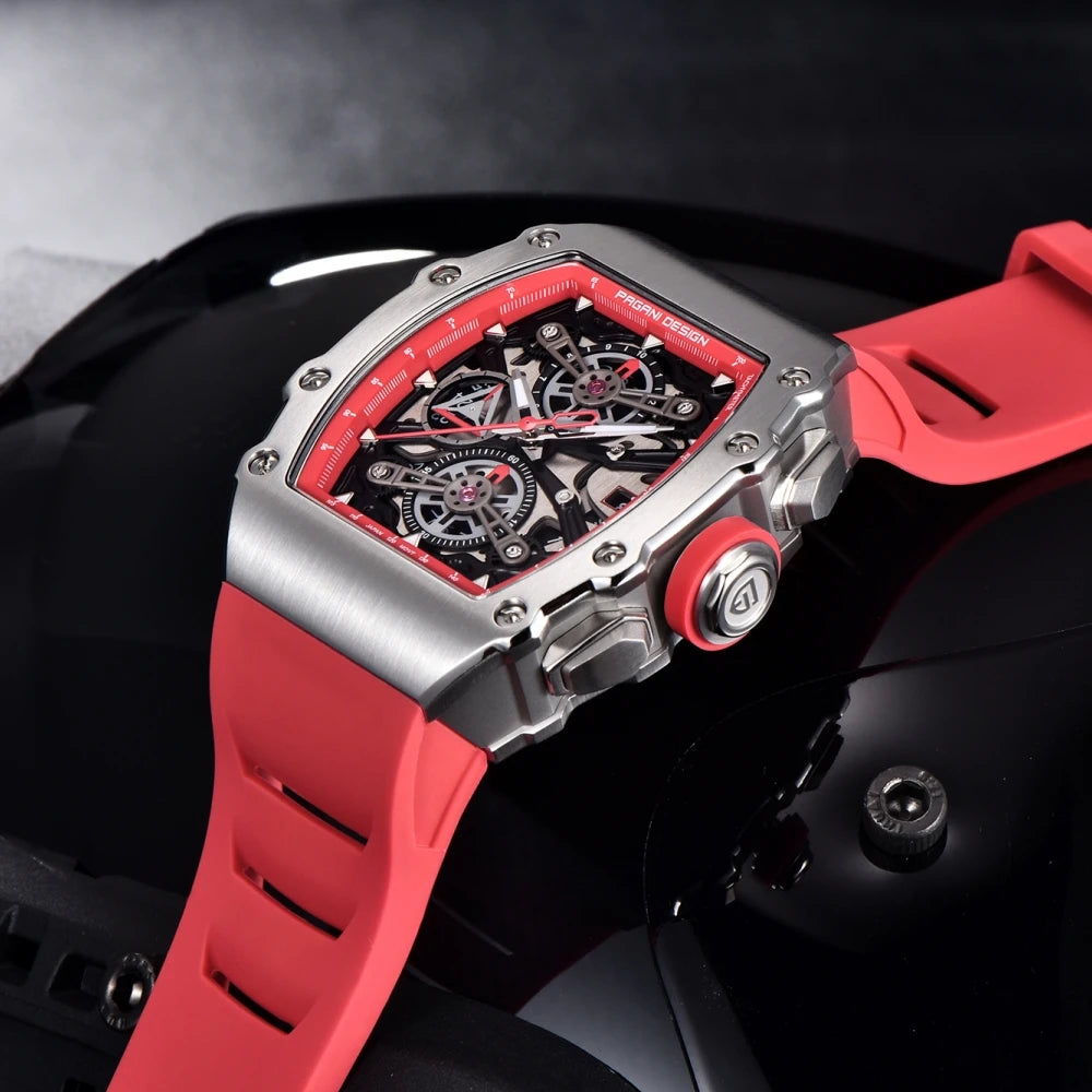 PAGANI DESIGN 40MM Barrel Hollow Men's Quartz Watch